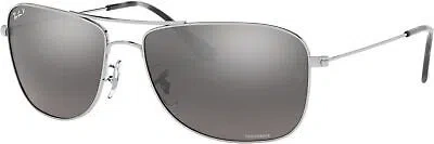 Pre-owned Ray Ban Ray-ban Rb3543 Chromance Aviator Sunglasses, Silver, 59 Mm In Gray