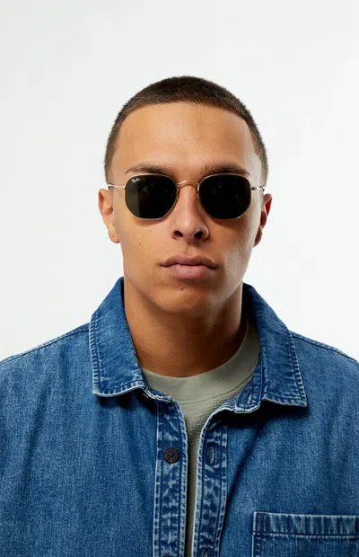 Ray Ban Rb3548 Gold Hexagonal Sunglasses
