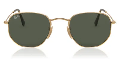 Ray Ban Rb3548n Hexagonal Metal Flat Lenses 001 Men's Sunglasses Gold Size 51