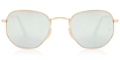 Ray Ban Rb3548n Hexagonal Metal Flat Lenses 001/30 Men's Sunglasses Gold Size 48