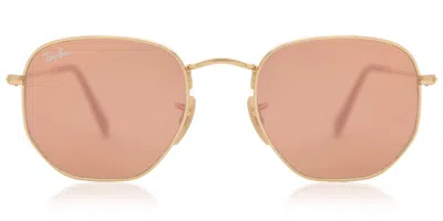 Ray Ban Rb3548n Hexagonal Metal Flat Lenses 001/z2 Men's Sunglasses Gold Size 48