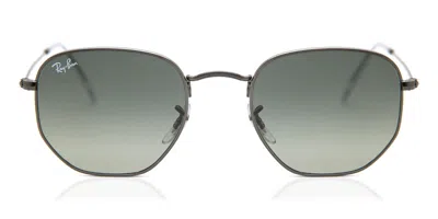 Ray Ban Rb3548n Hexagonal Metal Flat Lenses 004/71 Men's Sunglasses Grey Size 48 In Gray