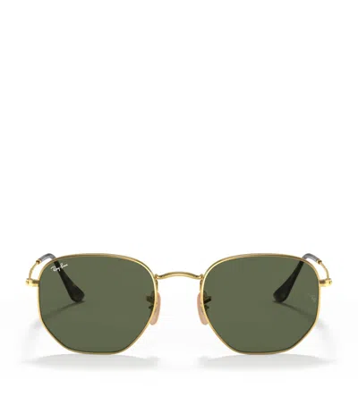Ray Ban Rb3548n Hexagonal Sunglasses In Gold