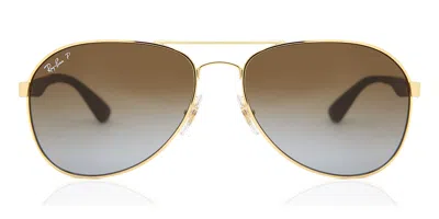 Ray Ban Rb3549 Polarized 001/t5 Men's Sunglasses Gold Size 58 In Green