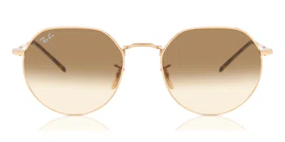 Ray Ban Rb3565 Jack 001/51 Occhiali Da Sole Oro Per Uomo In Brown