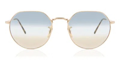 Ray Ban Rb3565 Jack 001/gd Occhiali Da Sole Oro Per Uomo In Blue