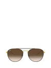 Ray Ban Rb3589 Sunglasses Gold Frame Brown Lenses 55-18 In 905513