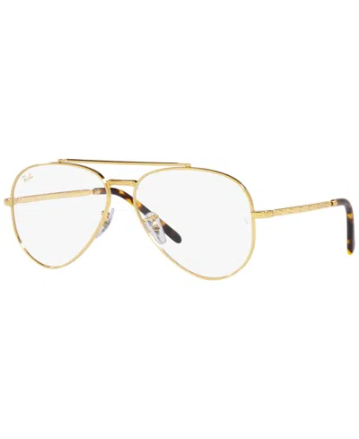 Ray Ban Rb3625v New Aviator Unisex Pilot Eyeglasses In Legend Gold Tone