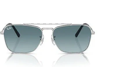 Pre-owned Ray Ban Ray-ban Rb3636 Caravan Square Sunglasses, Silver Blue Gradient Grey, 55 Mm