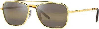 Pre-owned Ray Ban Ray-ban Rb3636 Caravan Sunglasses, Legend Gold Polarized Clear Gradient, 55mm In Brown