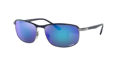 Ray Ban Rb3671ch Sunglasses In Polar Grey Mirror Blue