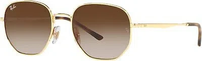 Pre-owned Ray Ban Ray-ban Rb3682 Square Sunglasses, Gold Gradient Brown, 51 Mm