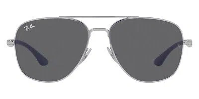 Pre-owned Ray Ban Ray-ban Rb3683 Sunglasses Unisex Silver Dark Gray Square 59 & Authentic