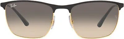 Pre-owned Ray Ban Ray-ban Rb3686 Square Sunglasses, Black On Gold Clear Gradient Grey, 57 Mm In Gray