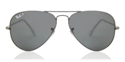 Ray Ban Rb3689 Aviator Metallo Ii Polarized 004/48 Occhiali Da Sole Grigi Per Uomo In Transparent
