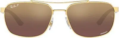 Pre-owned Ray Ban Ray-ban Rb3701 Liteforce Rectangular Sunglasses, Gold Purple, 59mm