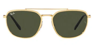 Pre-owned Ray Ban Ray-ban Rb3708 Sunglasses Men Gold Green Square 59mm & Authentic