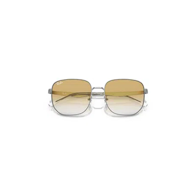 RAY BAN SUNGLASSES UNISEX RB3713D - SILVER FRAME YELLOW LENSES 57-18