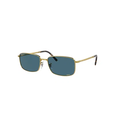 Ray Ban Rb3717 Sunglasses Gold Frame Blue Lenses Polarized 60-18