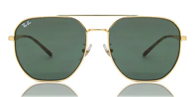 Ray Ban Rb3724d Asian Fit 001/71 Men's Sunglasses Gold Size 59 In Green