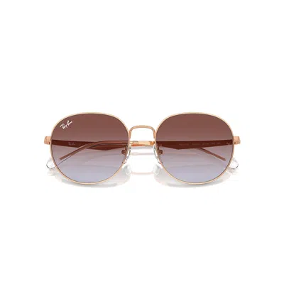 Ray Ban Rb3727d Sunglasses Rose Gold Frame Blue Lenses 57-19