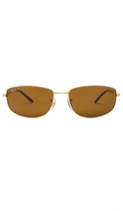 Ray Ban Rb3732 Polarized Oval Sunglasses In Brown