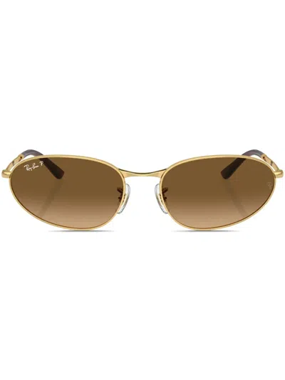 Ray Ban Rb3734 Sunglasses Gold Frame Brown Lenses Polarized 56-18