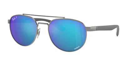 Ray Ban Rb3736ch Chromance Polarized 004/a1 Men's Sunglasses Gunmetal Size 56 In Blue