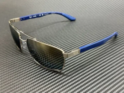 Pre-owned Ray Ban Rb3737ch 003 J0 Silver Gold Mirror Polarized Unisex 60 Mm Sunglasses