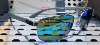 Pre-owned Ray Ban Rb3737ch Chromance Sunglasses Gunmetal W/ Blue Polarized