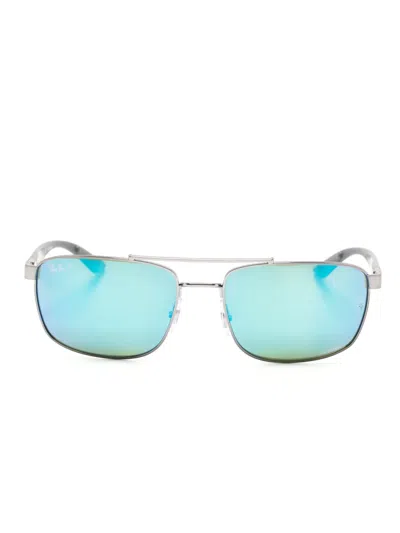 Ray Ban Rb3737ch Rectangle-frame Sunglasses In Grey