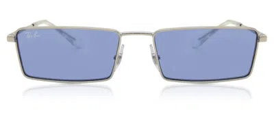 Ray Ban Rb3741 Emy 003/80 Men's Sunglasses Silver Size 56 In Purple