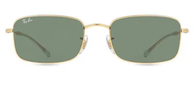 Ray Ban Rb3746 001/31 Men's Sunglasses Gold Size 56 In Green