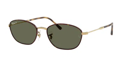 Ray Ban Rb3749 Polarized 927358 Women's Sunglasses Tortoiseshell Size 55 In Gold