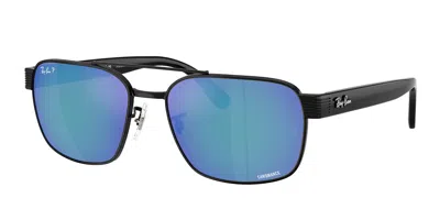 Ray Ban Rb3751ch Polarized 002/4l Men's Sunglasses Black Size 61 In Blue