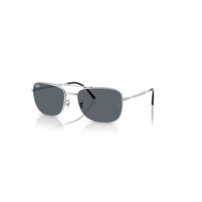 Ray Ban Sunglasses Unisex Rb3755 - Silver Frame Blue Lenses 59-19 In Silber