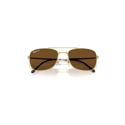 RAY BAN RB3755 SONNENBRILLEN ARISTA GOLD FASSUNG BRAUN GLAS POLARISIERT 62-19