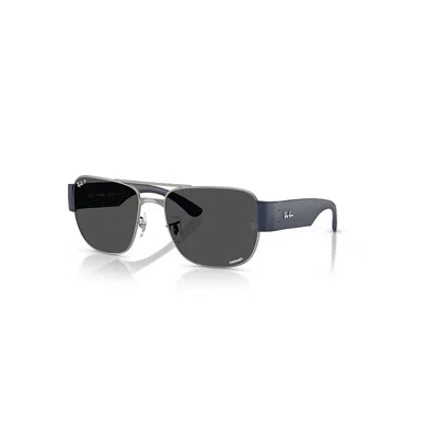 Ray Ban Sunglasses Unisex Rb3756ch Chromance - Sand Dark Blue Frame Grey Lenses Polarized 56-18 In Sand Dunkelblau