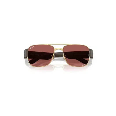 Ray Ban Rb3756ch Chromance Sunglasses Sand Brown Frame Violet Lenses Polarized 56-18
