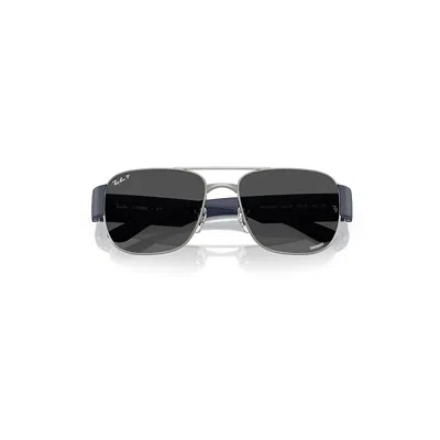 Ray Ban Rb3756ch Chromance Sunglasses Sand Dark Blue Frame Grey Lenses Polarized 59-18