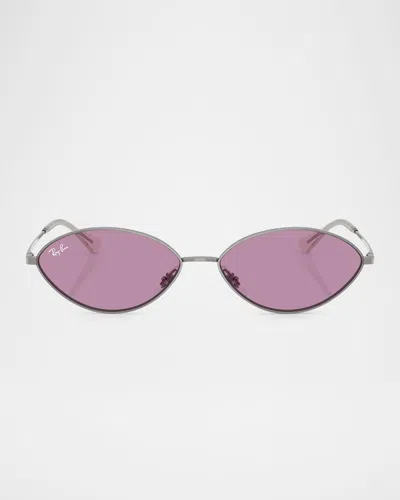 Ray Ban Rb3757 Oval Metal Sunglasses In Gunmetal