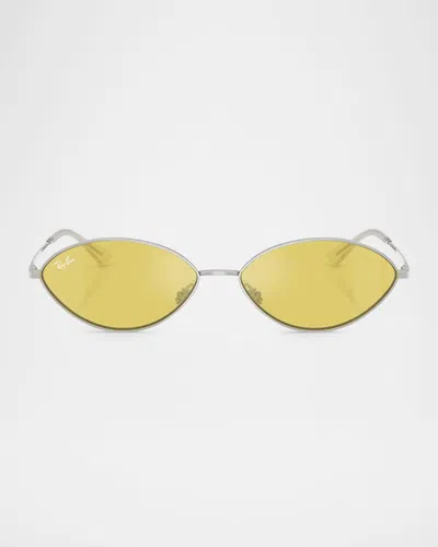 Ray Ban Rb3757 Oval Metal Sunglasses In Silver