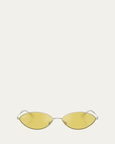 Ray Ban Rb3757 Oval Metal Sunglasses In Silver