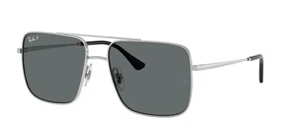 RAY BAN RB3758 ARI POLARIZED 003/81 MEN'S SUNGLASSES SILVER SIZE 54
