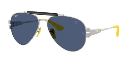 Ray Ban Rb3762m F06480 Men's Sunglasses Silver Size 58 In Blue