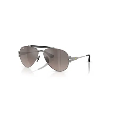 Ray Ban Sunglasses Unisex Rb3762m Scuderia Ferrari Collection Chromance - Matte Gunmetal Frame Grey Lenses P In Matt Gunmetal