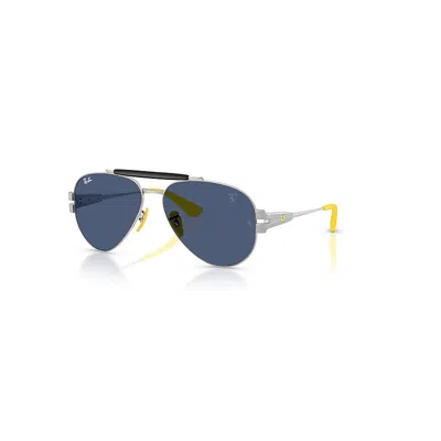 Ray Ban Rb3762m Scuderia Ferrari Collection Sonnenbrillen Matt Silber Fassung Blau Glas 58-14