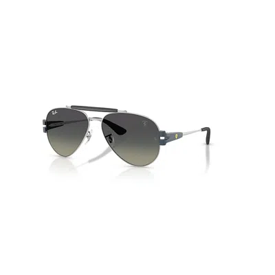 Ray Ban Rb3762m Scuderia Ferrari Collection Sonnenbrillen Matte Light Blue/silver Fassung Grau Glas 58-14 In Matte Light Blue&#47silver