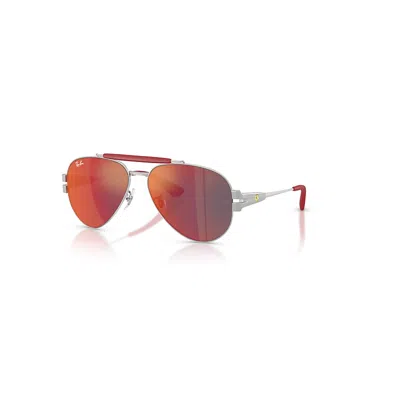Ray Ban Rb3762m Scuderia Ferrari Collection Sonnenbrillen Silber Matt/silber Fassung Grau Glas 58-14 In Silber Matt&#47silber