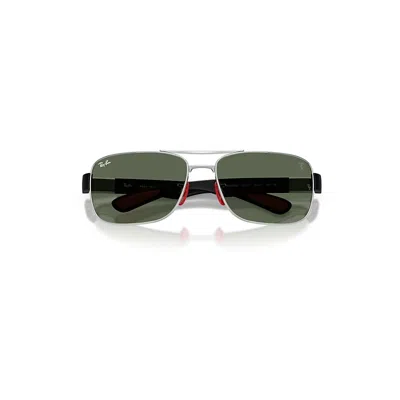 Ray Ban Rb3763m Scuderia Ferrari Collection Sunglasses Matte Black Frame Green Lenses 64-17